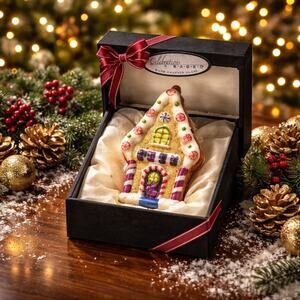 RADKO - 2014 - Celebrations Hand Crafted Glass Ornament - Gingerbread House
